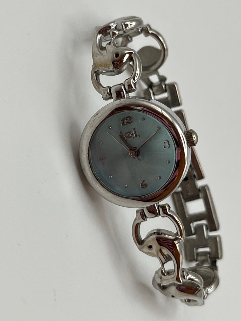 lei Silver Dolphin Link Watch with Blue Dial